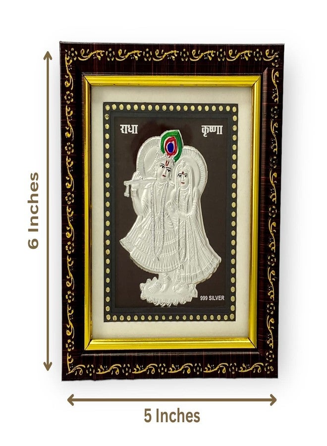 Hem Jewels إطار رادها كريشنا من الفضة الخالصة عيار 999 من هيم جويلز، هدية وديكور منزلي (5 × 6 بوصات) (سطح طاولة، مربع، فضي) - Image 2